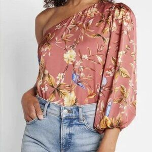 Express Floral One Shoulder Puff Sleeve Top NWT Size S